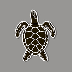 black sea turtle icon isolated on gray background
