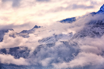 Winter landscape with view to the Zugspitze