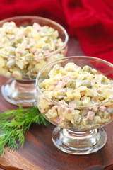 Russian traditional salad Olivier