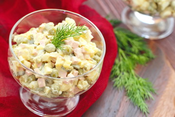 Russian traditional salad Olivier