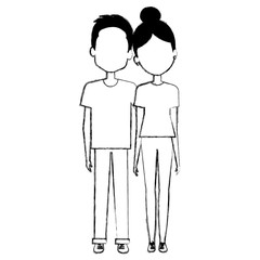 lovers couple avatars characters vector illustration design