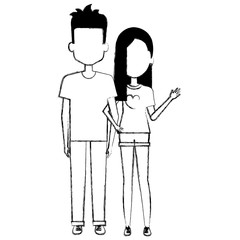 lovers couple avatars characters vector illustration design