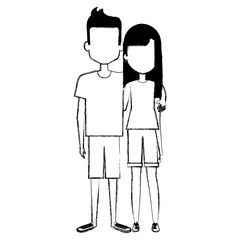lovers couple avatars characters vector illustration design
