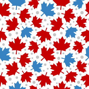 Canada Maple Leaf Seamless Pattern Background, Vector illustration