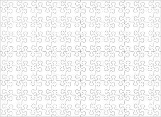 Jigsaw puzzle blank template with whimsically shaped pieces and ratio 11 to 8, horizontal orientation. For vector mode pieces are easy to separate (every piece is a single shape) and transparent.
