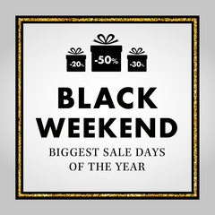 Black Friday Sale, Black weekend Sale Poster, banner with gold elements - Vector Illustration vol. 7