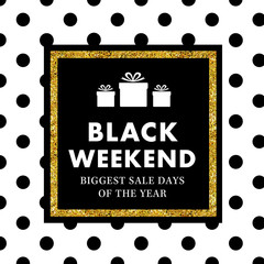 Black Friday Sale, Black weekend Sale Poster, banner with gold elements - Vector Illustration vol. 12