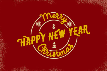 Fototapeta na wymiar Merry Christmas and Happy New Year Typography. Vector logo, emblem, text design. Usable for banners, greeting cards, gifts etc.