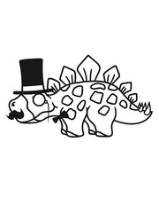 herr sir gentlemen zylinder hut monokel brille mustache schnurrbart stegosaurus süß niedlich klein pflanzenfresser echse dino saurier dinosaurier groß comic cartoon freundlich