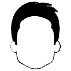 young man head avatar character vector illustration design