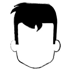 young man head avatar character vector illustration design