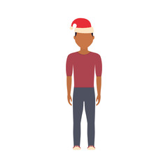 man standing with christmas hat icon over white background vector illustration