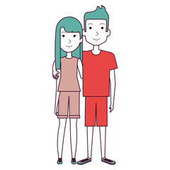 lovers couple avatars characters vector illustration design