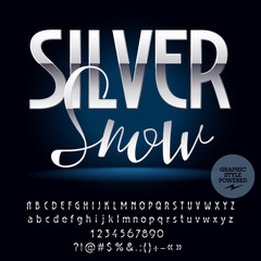 Silver vector exclusive set of Alphabet letters, Symbols and Numbers. Perfect Font contains Graphic style