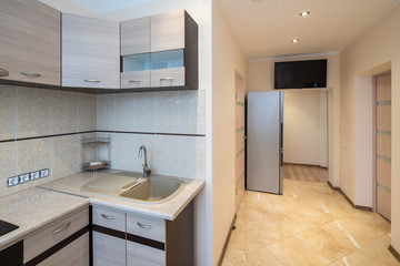 Kitchen in modern flat.