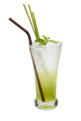 Green Soft Drink Soda on Isolated Background