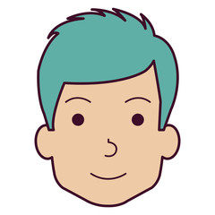 young man head avatar character vector illustration design