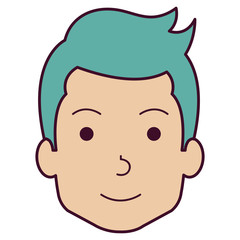 young man head avatar character vector illustration design