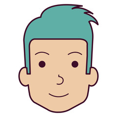 young man head avatar character vector illustration design