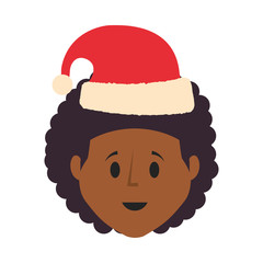 cartoon man with christmas hat icon over white background vector illustration