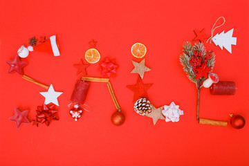 Sale built from christmas decoration