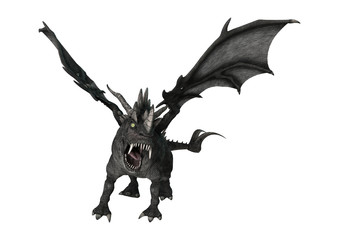 3D Rendering Fantasy Dragon on White