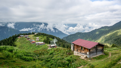 Panoramic view of Pokut plateau in blacksea karadeniz, Rize, Turkey