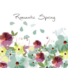 Spring floral illustration  with field summer flowers
