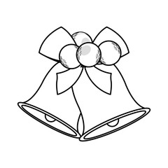 flat line uncolored christmas bell over  white background  vector illustration