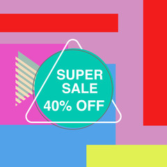 Big Sale modern banner in the Memphis style