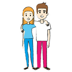lovers couple avatars characters vector illustration design