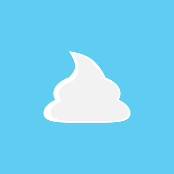 Whipped cream vector illustration, graphic icon, dollop of sweet whipped cream isolated on blue background.