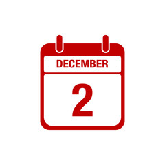 2 december calendar red icon