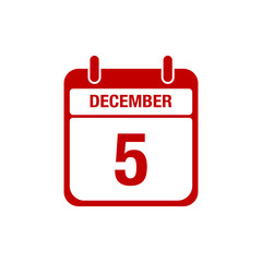 5 december calendar red icon
