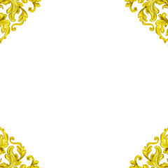 golden floral corners. watercolor painting