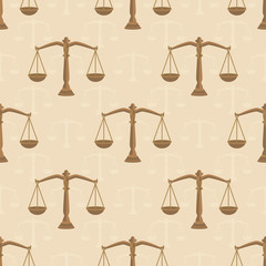 Scales, weighing, weight, balance. Seamless pattern.