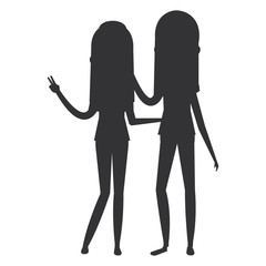 couple of female friends avatars vector illustration design