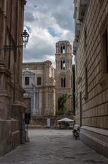Fototapeta na wymiar View to belltower of church Martorana (Santa Maria dell'Ammiraglio) , Palermo. Sicily.