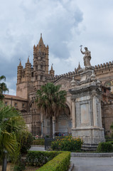 Fototapeta na wymiar Palermo Cathedral (Metropolitan Cathedral of the Assumption of Virgin Mary) in Palermo, Sicily, Italy. Architectural complex built in Norman, Moorish, Gothic, Baroque and Neoclassical style