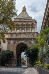 Fototapeta na wymiar The historic Porta Nuova in Palermo, Sicily, Italy