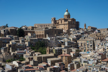 Panoramic view of smal town Piazza Armerina in Sicily, Italy