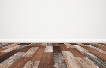 Wood floor with white wall, empty room background