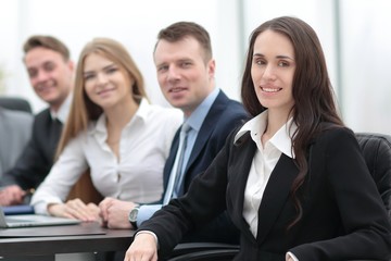 business woman and business team