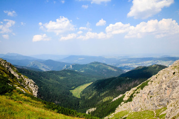 Fototapeta na wymiar Mountains Landscape View, sunny day in summer Tatras, route to Giewont