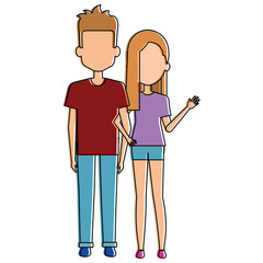 lovers couple avatars characters vector illustration design