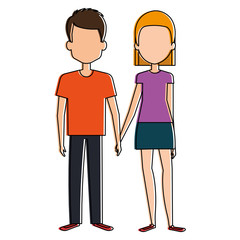 lovers couple avatars characters vector illustration design