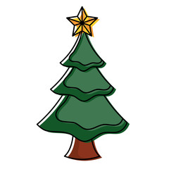 christmas tree icon over white background colorful design  vector illustration