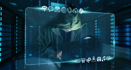 Hacker accessing to personal data information with a computer 3D rendering