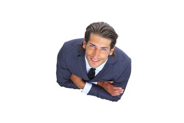 view from the top. confident businessman