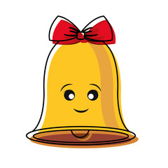 Fototapeta premium kawaii bell icon over white background vector illustration